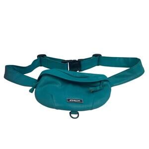 Athalon Womens Teal Aqua Faux Leather Half Moon Adjustable Strap Fanny Pack